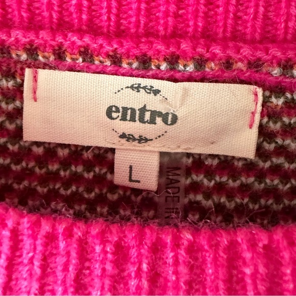 NWOT Women’s Entro Pink Multicolor Leopard Sweater, Size Large - Picture 3 of 7